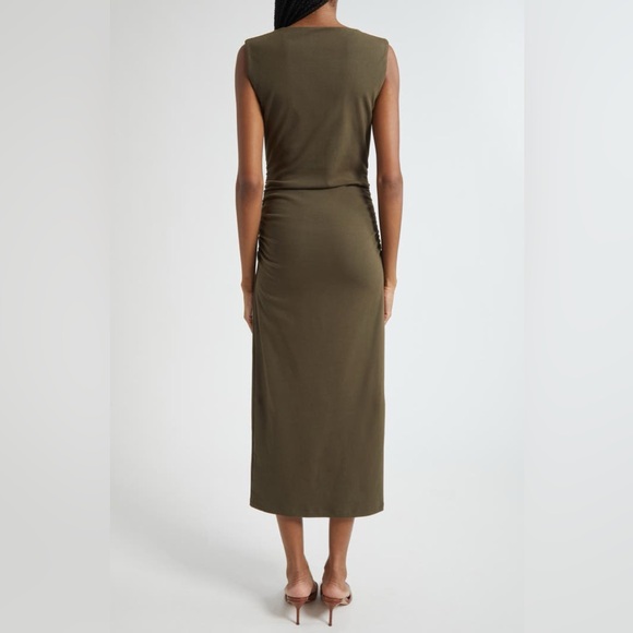 Veronica Beard Charissa Ruched Midi Dress Rich Brown Sleeveless Midi Dress - Picture 6 of 14